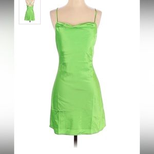 JOA lime green satin dress